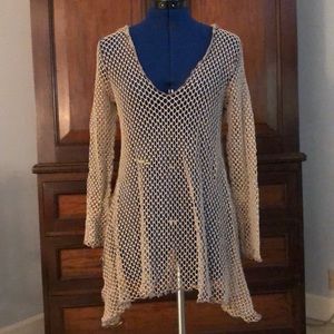 Taupe fishnet coverup size L